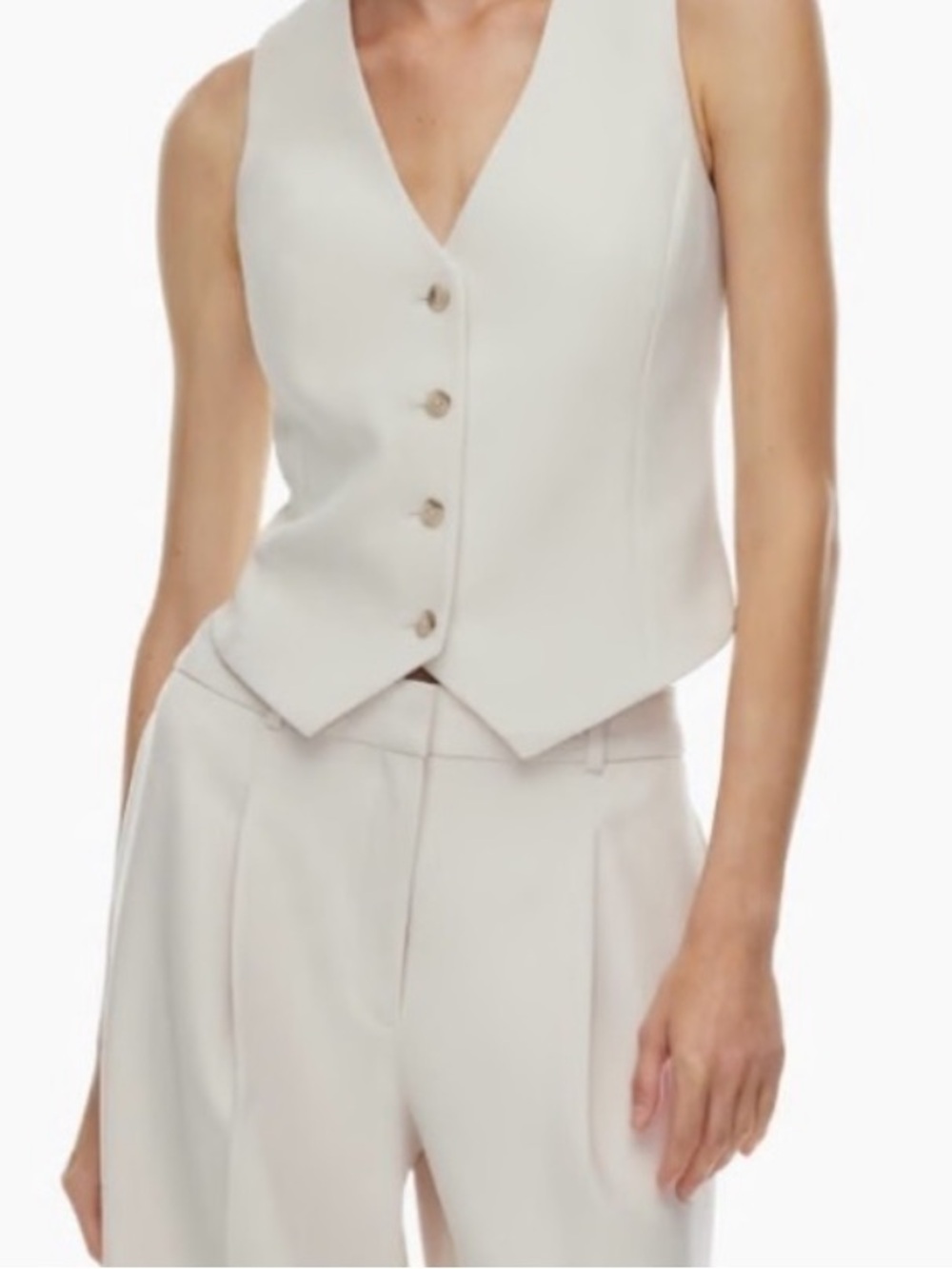 New Wilfred Aritzia 4 Button Suit Vest in Light Birch Size 10